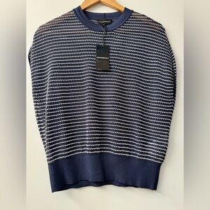 Emporio Armani Navy & White Striped Knit Top